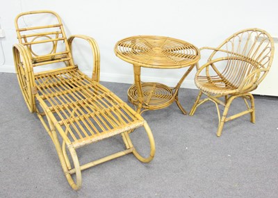 Lot 245 - A matched cane conservatory suite, comprising...