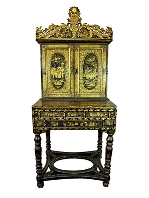 Lot 259 - A 19th Century Chinese export lacquer cabinet,...