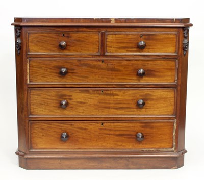 Lot 266 - A Victorian mahogany chest of two short and...