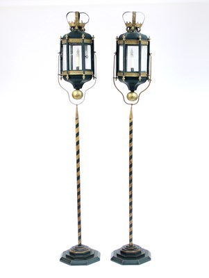 Lot 275 - A pair of Venetian gondola tole lanterns, each...