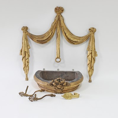 Lot 301 - A carved and gilded support for a bed canopy,...