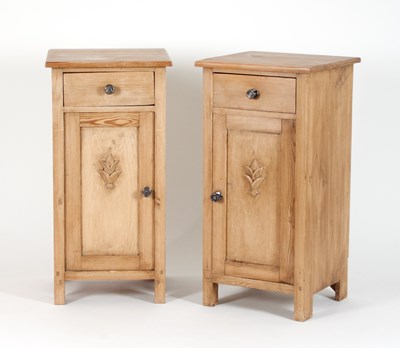 Lot 305 - A pair of pine bedside cupboards, 80cm high