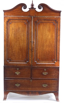 Lot 317 - A late 18th Century mahogany linen press with...