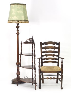 Lot 329 - A mahogany four-tier whatnot, with spiral...