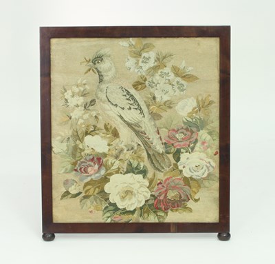 Lot 334 - A Victorian needlework fire screen, cuckoo in...