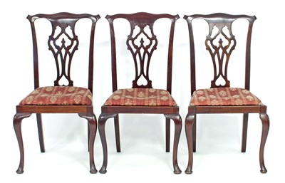 Lot 341 - A set of three mahogany dining chairs with...