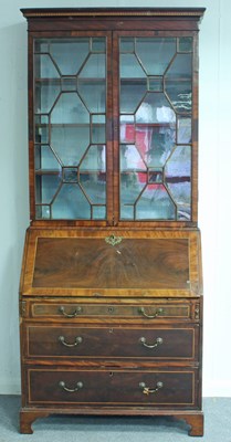 Lot 345 - A 19th Century mahogany bureau bookcase, the...