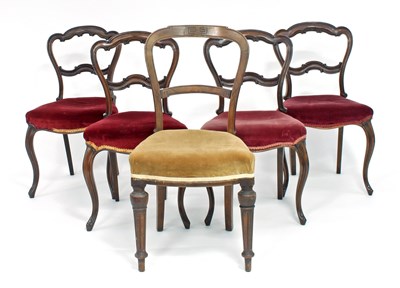 Lot 346 - A set of four Victorian mahogany dining chairs,...