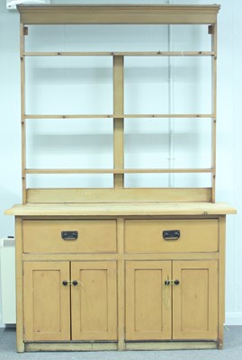 Lot 347 - A Victorian painted pine dresser, three open...