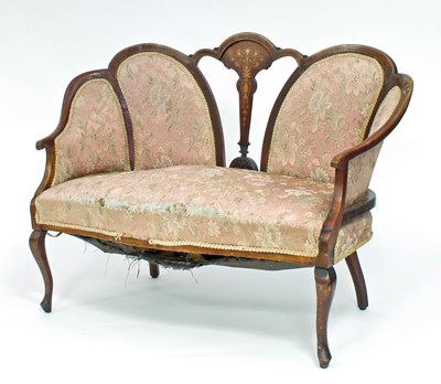 Lot 350 - An Edwardian mahogany and inlaid settee with...