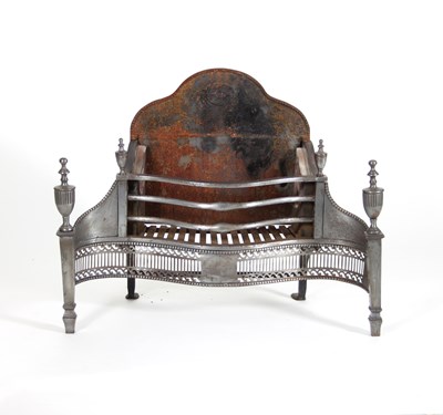 Lot 358 - A burnished steel fire-grate with serpentine...