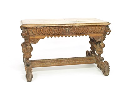 Lot 363 - A Renaissance revival carved oak library table,...