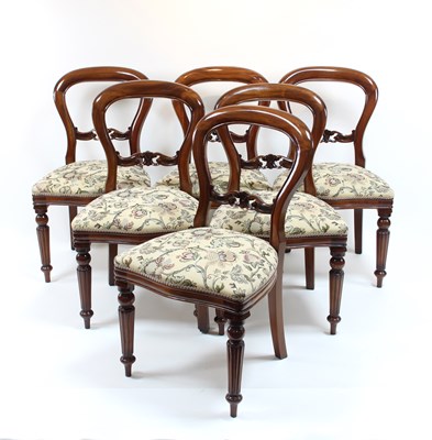 Lot 374 - A set of six balloon back chairs, each with...