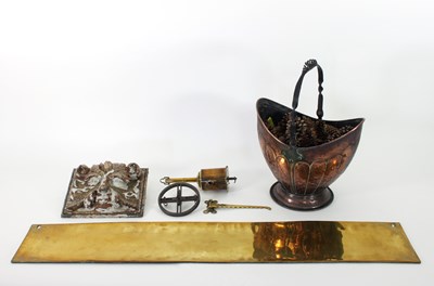 Lot 393 - A 19th Century brass rotary spit, with iron...