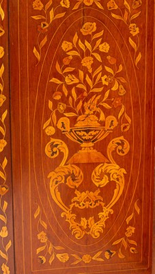 Lot 369 - A pair of early 19th Century Dutch marquetry three-panel two-fold screens