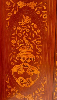 Lot 369 - A pair of early 19th Century Dutch marquetry three-panel two-fold screens