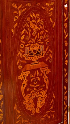 Lot 369 - A pair of early 19th Century Dutch marquetry three-panel two-fold screens