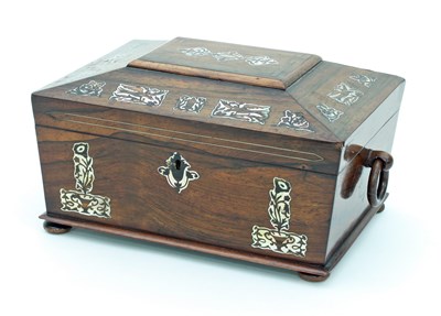 Lot 405 - A Regency rosewood work box, inlaid...