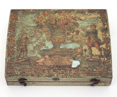 Lot 423 - An 18th Century decoupage gaming token box,...