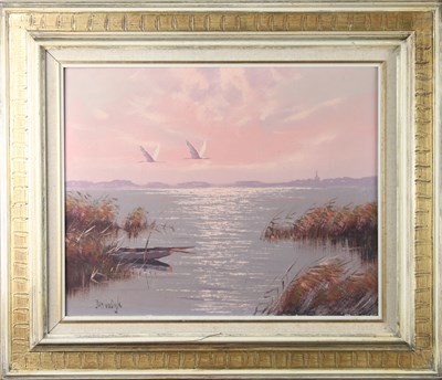 Lot 444 - Jan Van Dyk (Dutch 19th Century)/Cranes Flying...