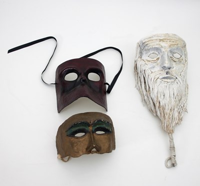 Lot 572 - Three papier m?ch?© theatre masks, one...