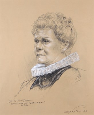 Lot 588 - John Corvin (1924-2010)/Portrait of Dame Judi...