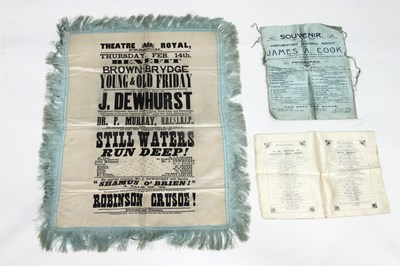 Lot 595 - Three silk printed theatre programmes, the...