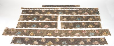 Lot 620 - A group of early 18th Century embroidered...