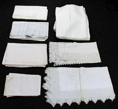 Lot 629 - A large white damask table cloth, dated 1897...