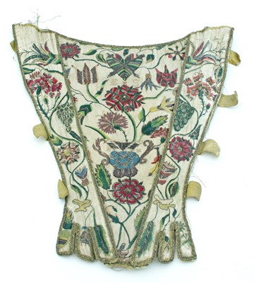 Lot 633 - An early 18th Century embroidered stomacher,...