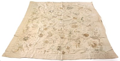 Lot 644 - A 19th Century linen embroidered throw, the...