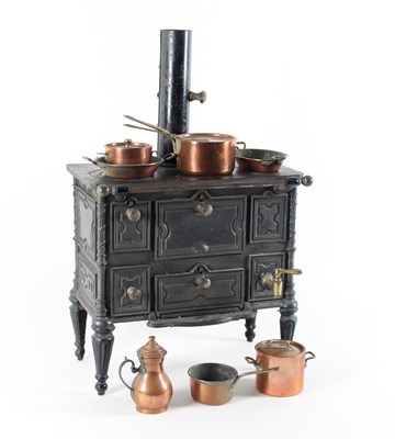 Lot 662 - A child's Victorian cast iron range cooker for...