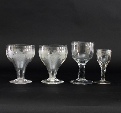 Lot 673 - An 18th Century glass rummer with facet cut...