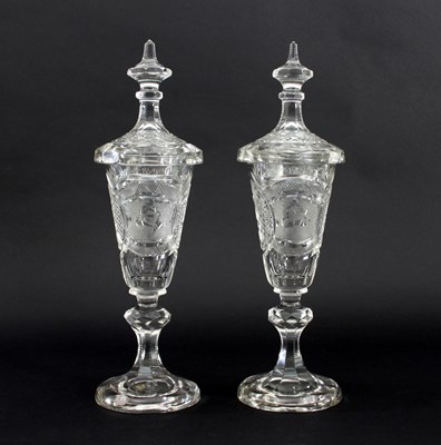 Lot 677 - A pair of 19th Century Bohemian clear cut...