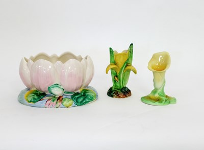 Lot 693 - A Clarice Cliff jardiniere of lily flower and...