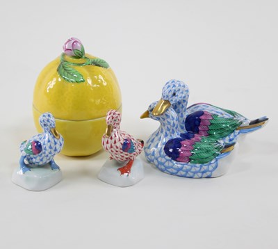 Lot 701 - Four pieces of Herend porcelain comprising a...