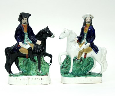 Lot 717 - A pair of Staffordshire figures 'Tom King' and...