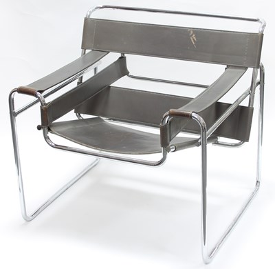 Lot 3 - After Marcel Breuer/A chrome and leather...