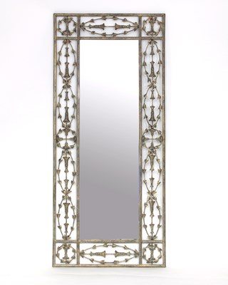 Lot 40 - A gilt metal framed wall mirror, the...