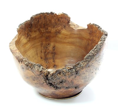 Lot 59 - A burr wych elm wood bowl, initialled to base...