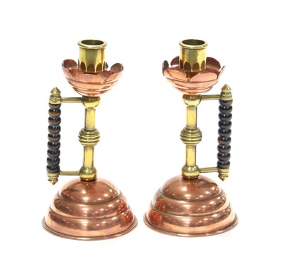 Lot 68 - A pair of copper, brass and wooden...