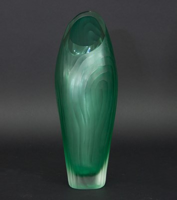 Lot 95 - Catherine Hough/A green glass vase of tall...