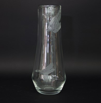 Lot 109 - Michael Fairburn/A tall clear glass vase...