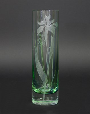 Lot 110 - Michael Fairburn/A clear glass vase with blue...