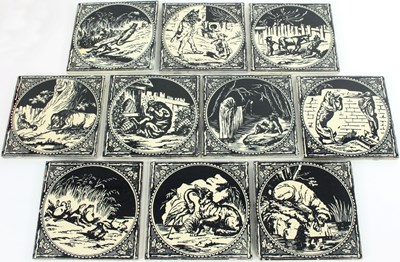 Lot 143 - A collection of eleven Minton tiles printed...