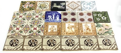 Lot 145 - Twenty-one Minton tiles and other tile varieties