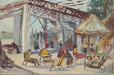 Lot 296 - F L Flynn/Cafe Street Scene/signed/oil on...