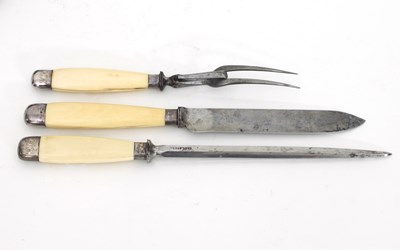 Lot 413 - A steel and ivory carving set