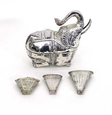 Lot 415 - A Chinese export white metal betel leaf holder,...