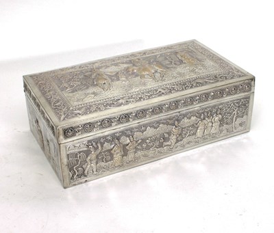 Lot 416 - A Chinese export white metal box, of...